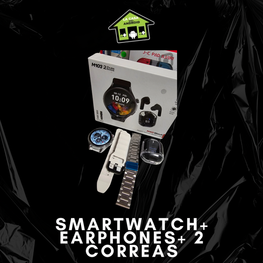 Smartwatch+ earphones+ 2 correas