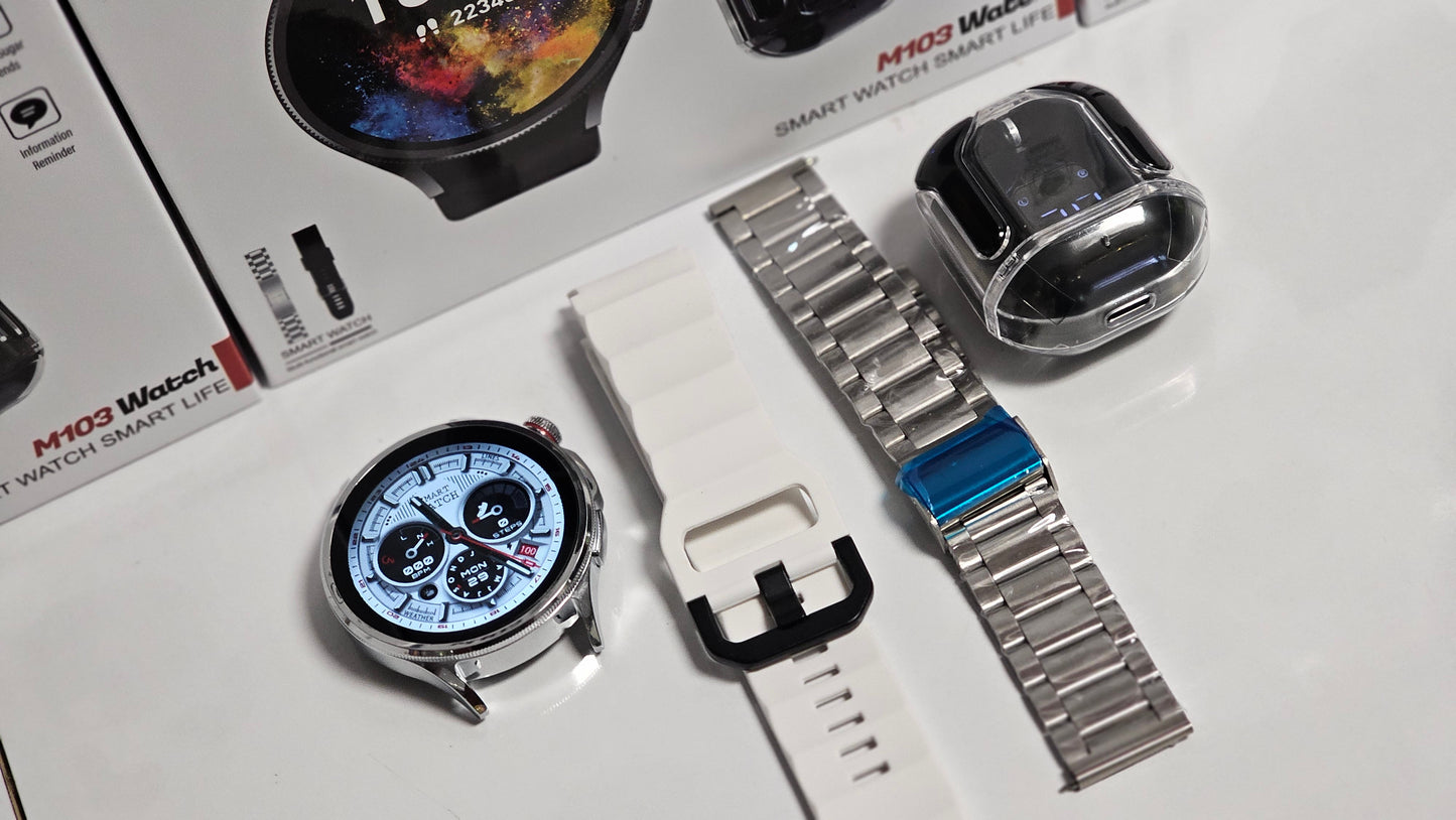 Smartwatch+ earphones+ 2 correas