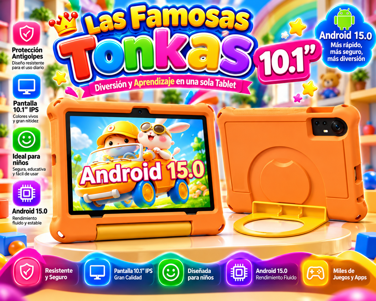 Tablet Kids 10"+ Cristal Templado                     ( Las Famosas Tonkas)